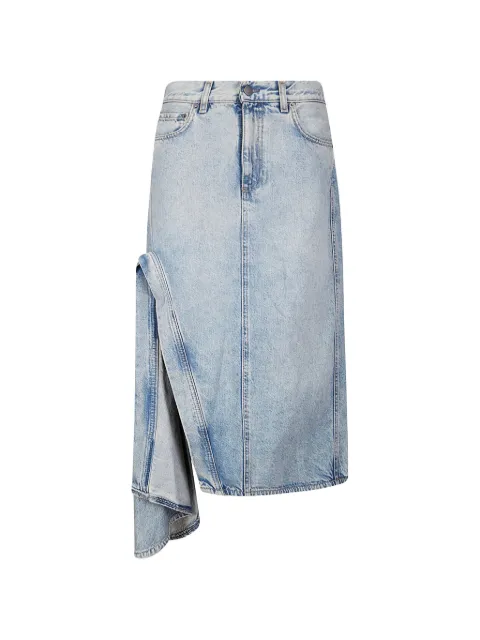 Haikure logo-patch draped skirt Blue HEW08104DF144L0917
