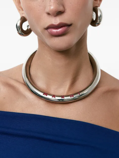 Marni logo-detail choker necklace Silver 63122