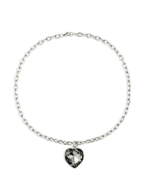 POISONED HEARTS crystal heart pendant necklace Silver 56163