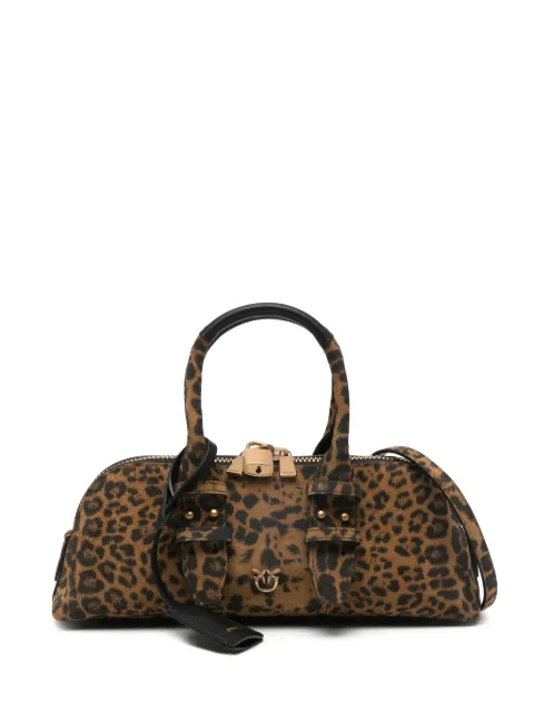 PINKO leopard-print padlock tote bag Brown 105334A32A