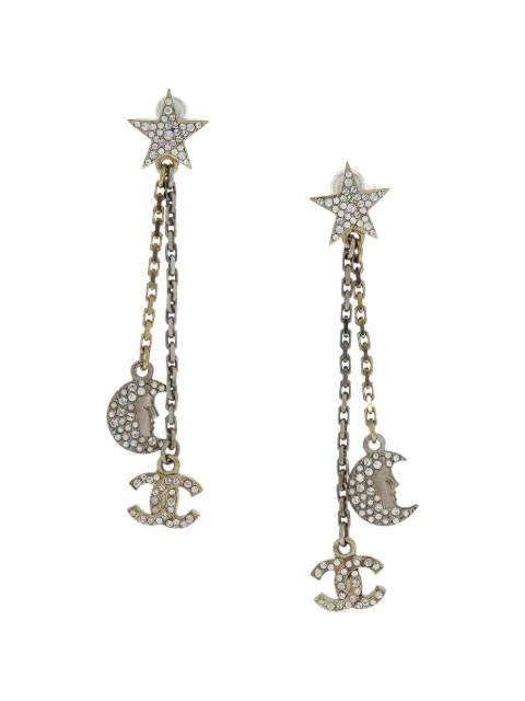 CHANEL Pre-Owned 2017 star moon-pendant earrings Gold PI154373