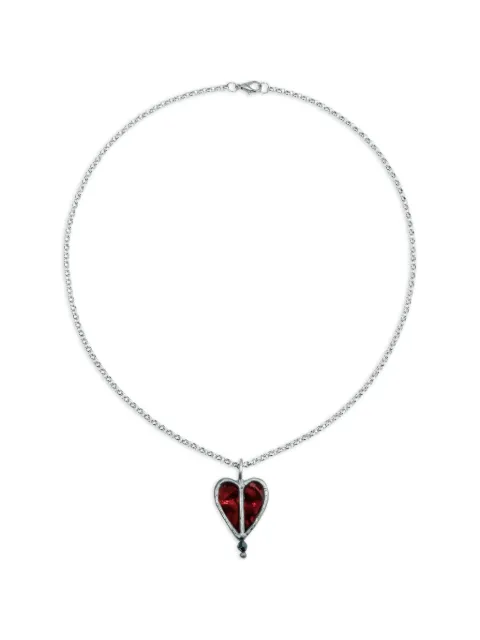 POISONED HEARTS stained glass-heart pendant necklace Silver 39017