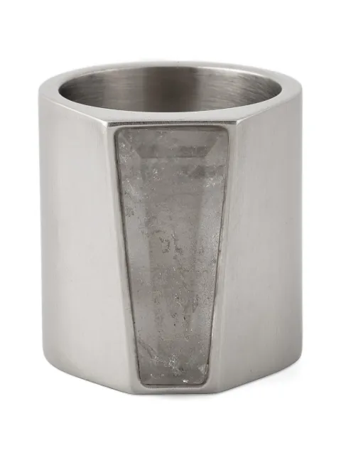 Rick Owens beveled crystal trunk ring Silver 72192