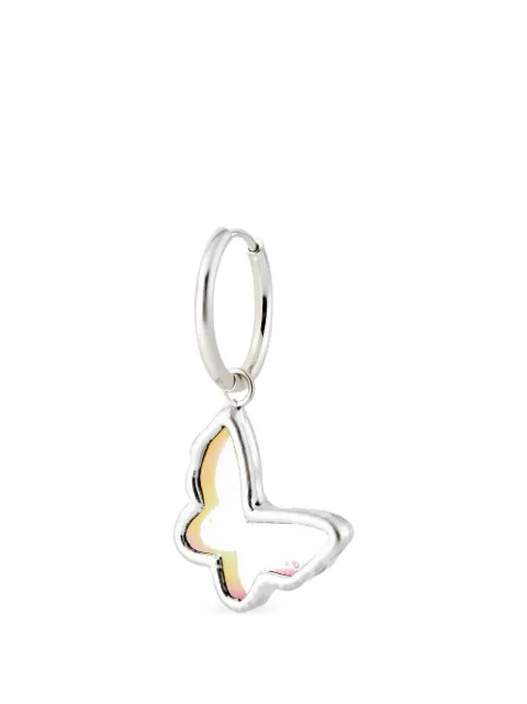POISONED HEARTS hoop butterfly pendant mono earring Silver 70731