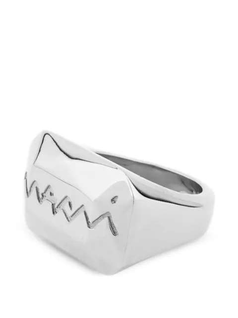 Marni logo-engraved ring Silver 63145