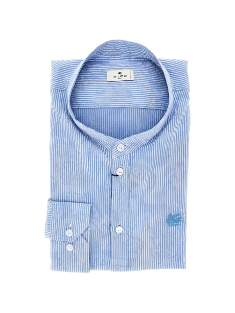 ETRO striped band-collarl shirt Blue MRIC006799TJ5E3S8460