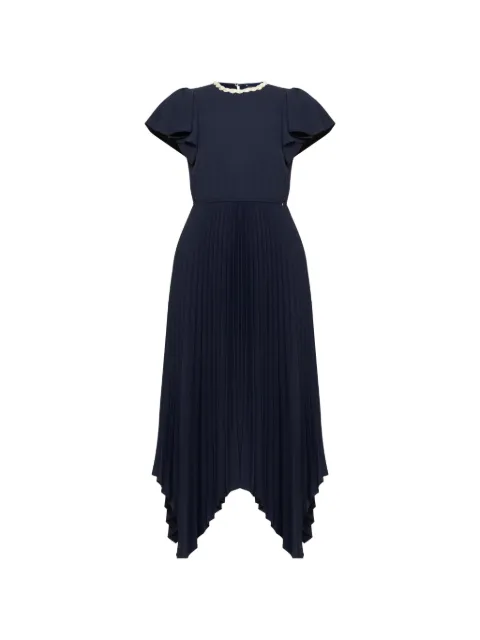 NISSA crystal-embellished pleated dress Blue RS14881NAVYBLUE