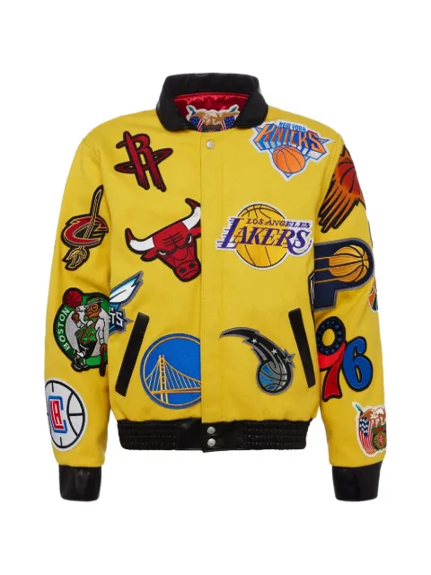 Jeff Hamilton x NBA Collage leather bomber jacket Yellow NBA101YEL