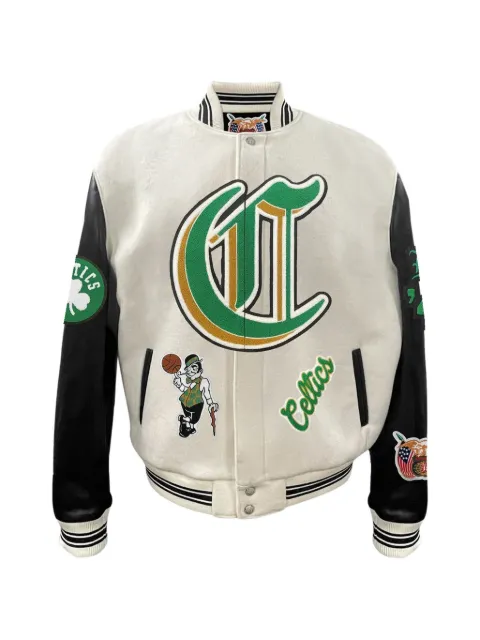 Jeff Hamilton Boston Celtics leather bomber jacket Neutrals NBABOSCEL101