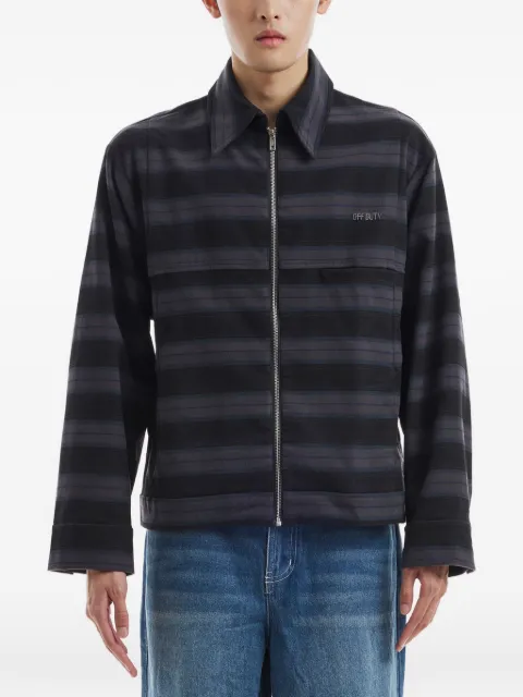 Off Duty Swey striped zip overshirt Black ODF25J6733