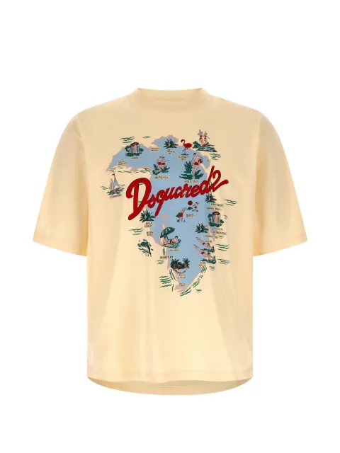 DSQUARED2 Aloha-print loose-fit T-shirt Neutrals S71GD1643D20020