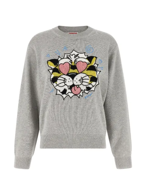 Kenzo intarsia wild tiger knitwear Grey FG52PU7443LO