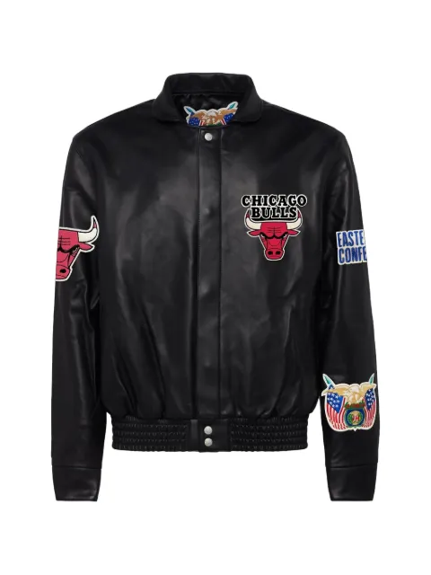 Jeff Hamilton Chicago Bulls leather bomber jacket Black NBACHIBUL105
