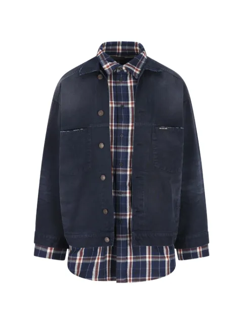 Balenciaga button-fastening check-pattern jacket Blue 857174TTW64