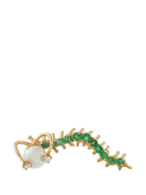 LB Exclusive diamond emerald pearl caterpillar brooch Gold MF26122225