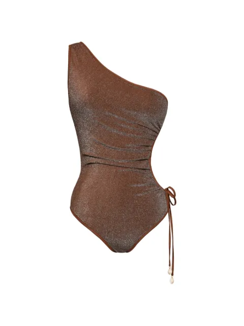Johanna Ortiz Whispering one-shoulder one piece Brown PT03440