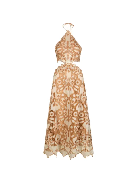 Johanna Ortiz Morning Groove floral midi dress Neutrals PT03552