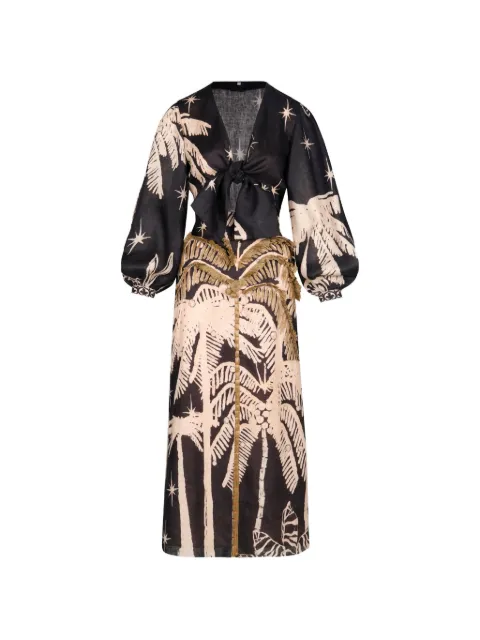 Johanna Ortiz Pradera Geométrica midi dress Black PT03564