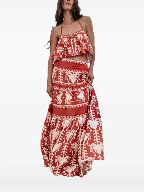 Johanna Ortiz Oceanic floral top Red PT03392