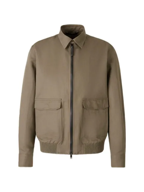 Brioni patch-detail zip-up jacket Green SLWF0LPA106PA106COLI