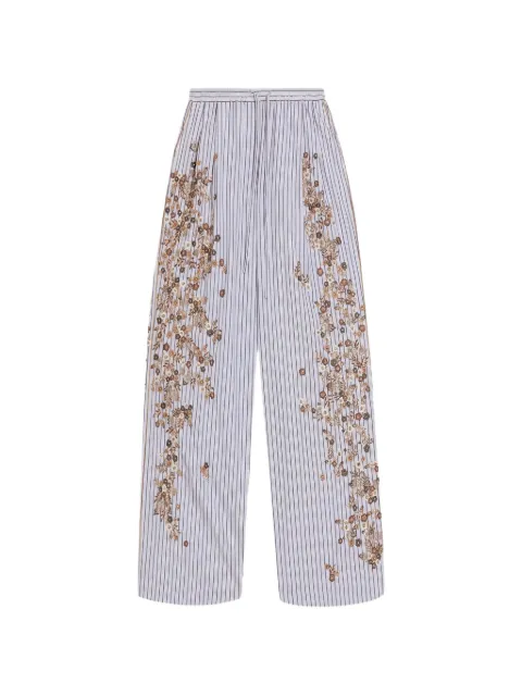 Dolce & Gabbana striped poplin trousers with flower embroidery Purple FTDJEZGDDR6