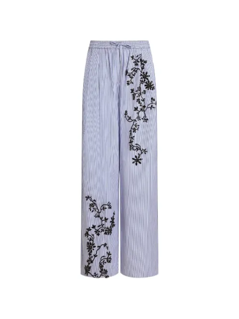 Dolce & Gabbana striped poplin trousers with flowers embroidery Blue FTDJDZGDDRZ