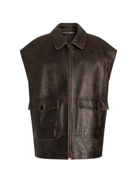 Dolce & Gabbana bull-leather vest Brown F9U51LHUL1H