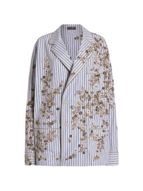 Dolce & Gabbana poplin vanity shirt with thread floral embroidery Blue F5U43ZGDDR6