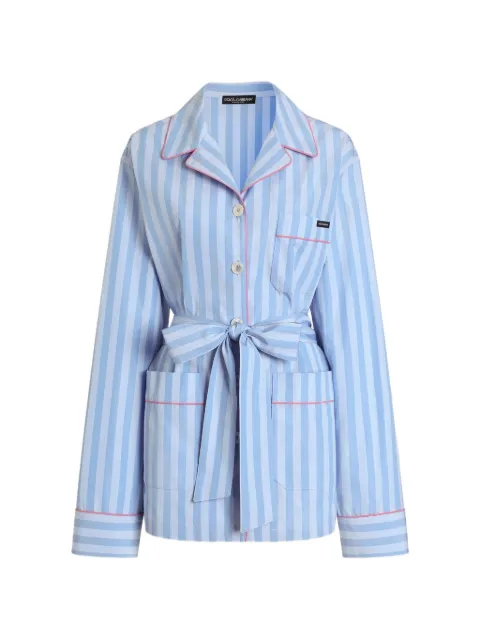 Dolce & Gabbana striped belted jacket Blue F5U33TFR52W