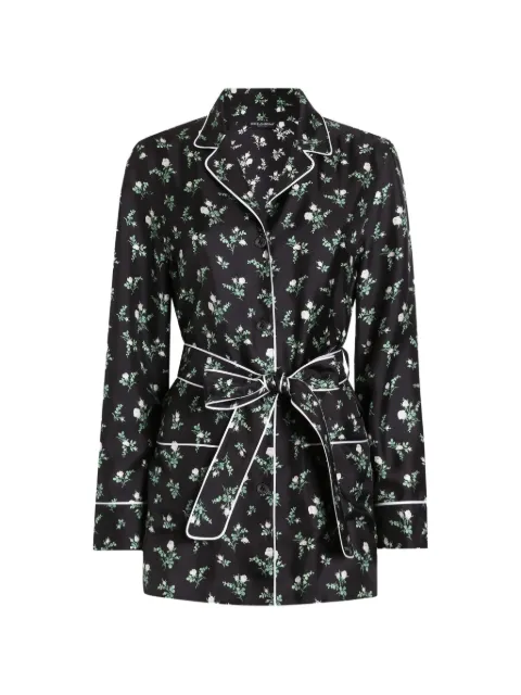 Dolce & Gabbana roses and lilies of the valley-print twill shirt Black F5I89TIS13G