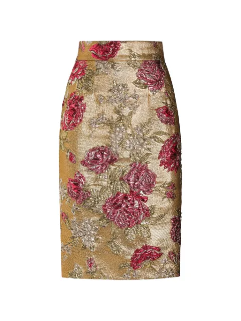 Dolce & Gabbana floral jacquard fitted skirt Gold F4C2CTHJMRJ