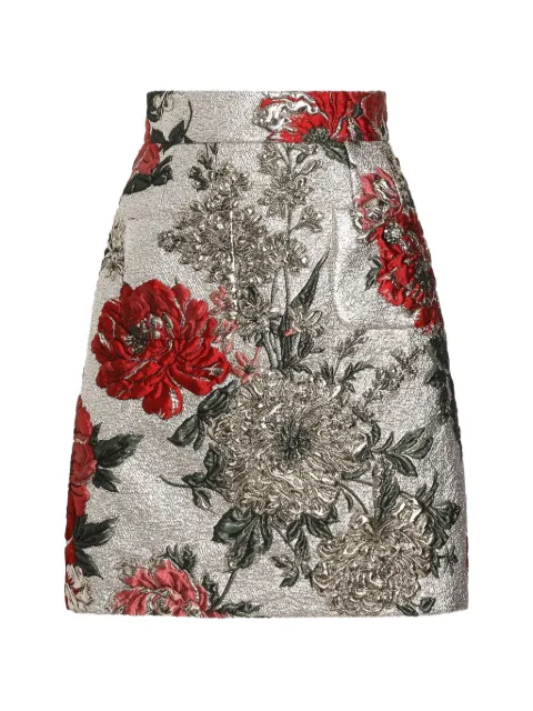 Dolce & Gabbana floral-embroidered mini skirt Silver F4C0VZHJMRI