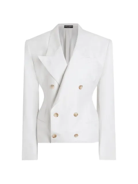 Dolce & Gabbana double-breasted jacket in shantung cotton silk White F29WRTFUTBT