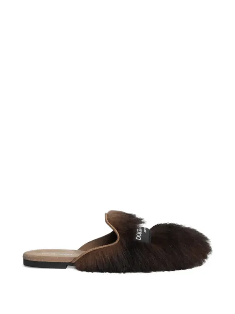 Dolce & Gabbana shearling and suede slippers Brown CI0224A9Y93