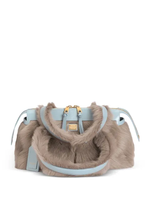 Dolce & Gabbana Vittoria shoulder bag in shearling and calfskin Grey BB7953A0736