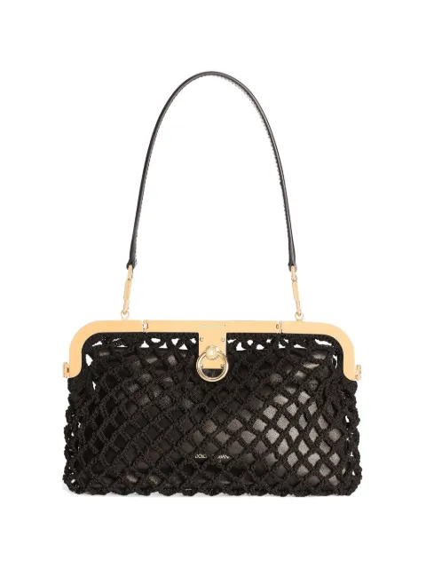 Dolce & Gabbana Amanda handbag in mesh and palmellato calfskin Black BB7920A0699