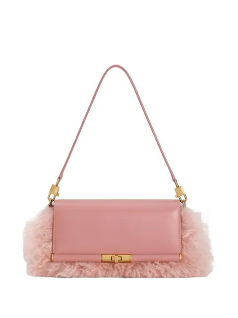 Dolce & Gabbana Marlene shearling and palmellato calfskin shoulder bag Pink BB7756A0524