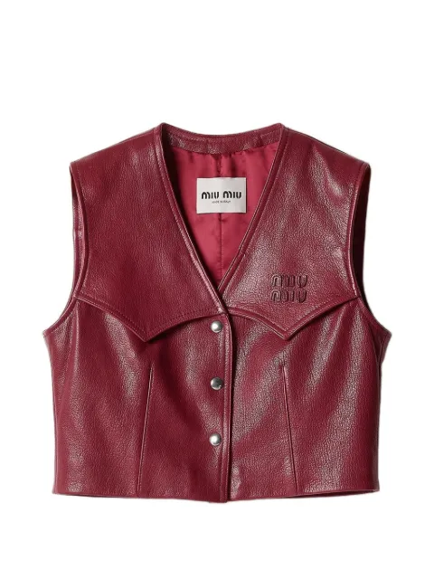 Miu Miu snap-button leather vest Red MPT313SOOO19E6
