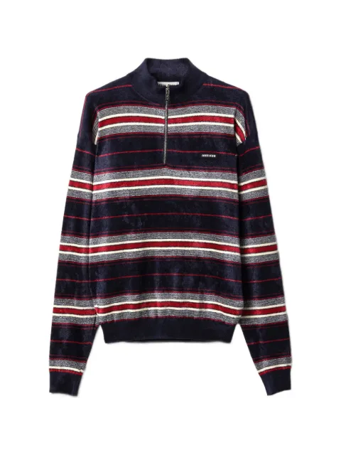 Miu Miu striped half-zipper chenille sweater Blue MMR465SOOO185M