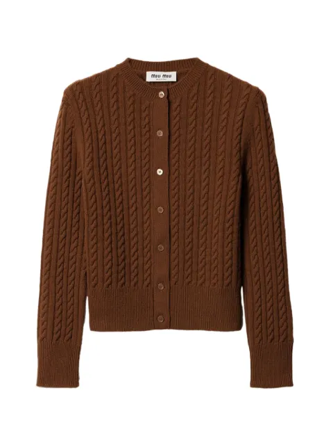 Miu Miu cable-knit cashmere cardigan Brown MMF01QSOOO17JE