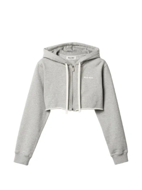 Miu Miu cropped hoodie jacket Grey MJLA25SOOO182J