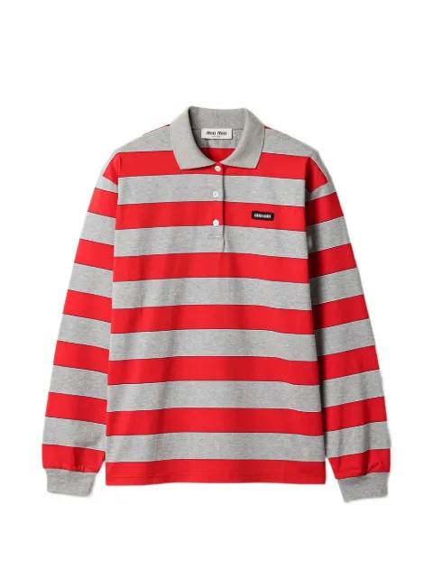 Miu Miu striped jersey polo shirt Red MJLA19SOOO14RT