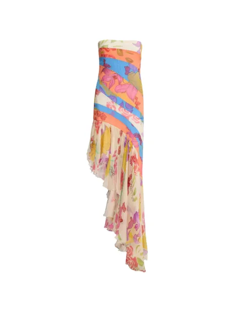Donde Esteban Flores strapless asymmetric dress Neutrals SS26DRS310