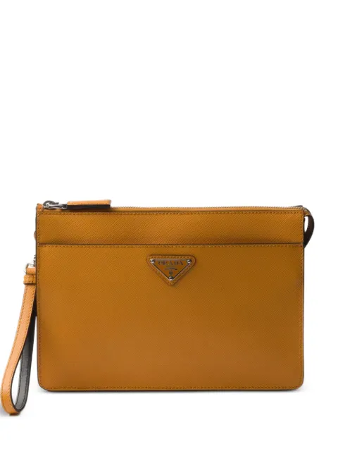 Prada logo-detail leather pouch Orange 2VF032VOOI9Z2