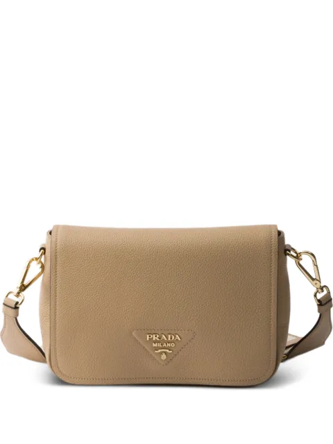 Prada logo-plaque flap leather shoulder bag Neutrals 1BD314V7NO2DKV
