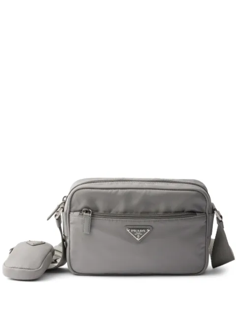 Prada logo-plaque shoulder bag Grey 1BC167VB1MRV44