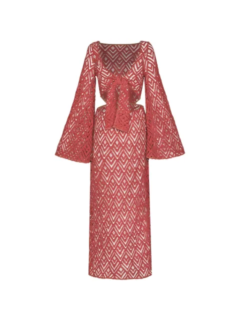 Johanna Ortiz Under The Sea embroidered midi dress Red PT03478