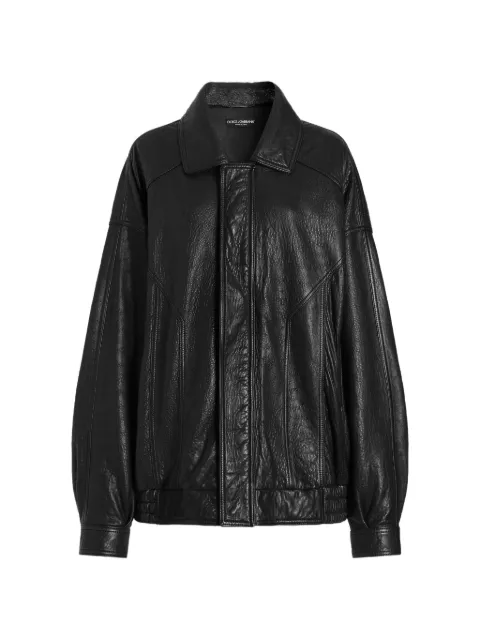 Dolce & Gabbana collar zip-fastening leather jacket Black F9U59LHUL1L