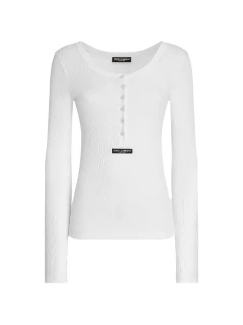 Dolce & Gabbana ribbed cotton serafino T-shirt White F8W44TFU7AV