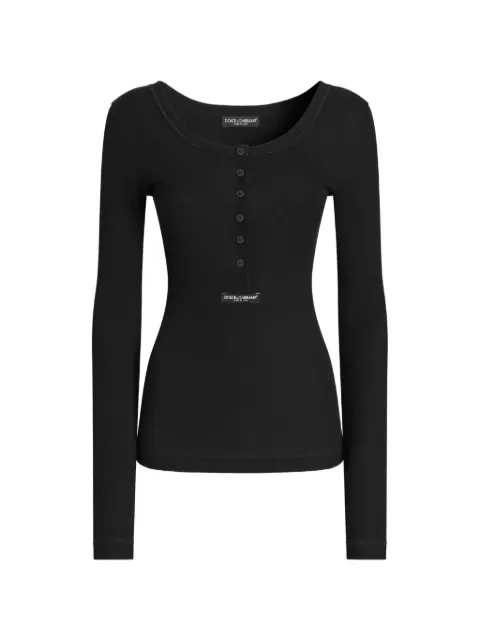 Dolce & Gabbana buttoned long-sleeve T-shirt Black F8W44TFU7AV
